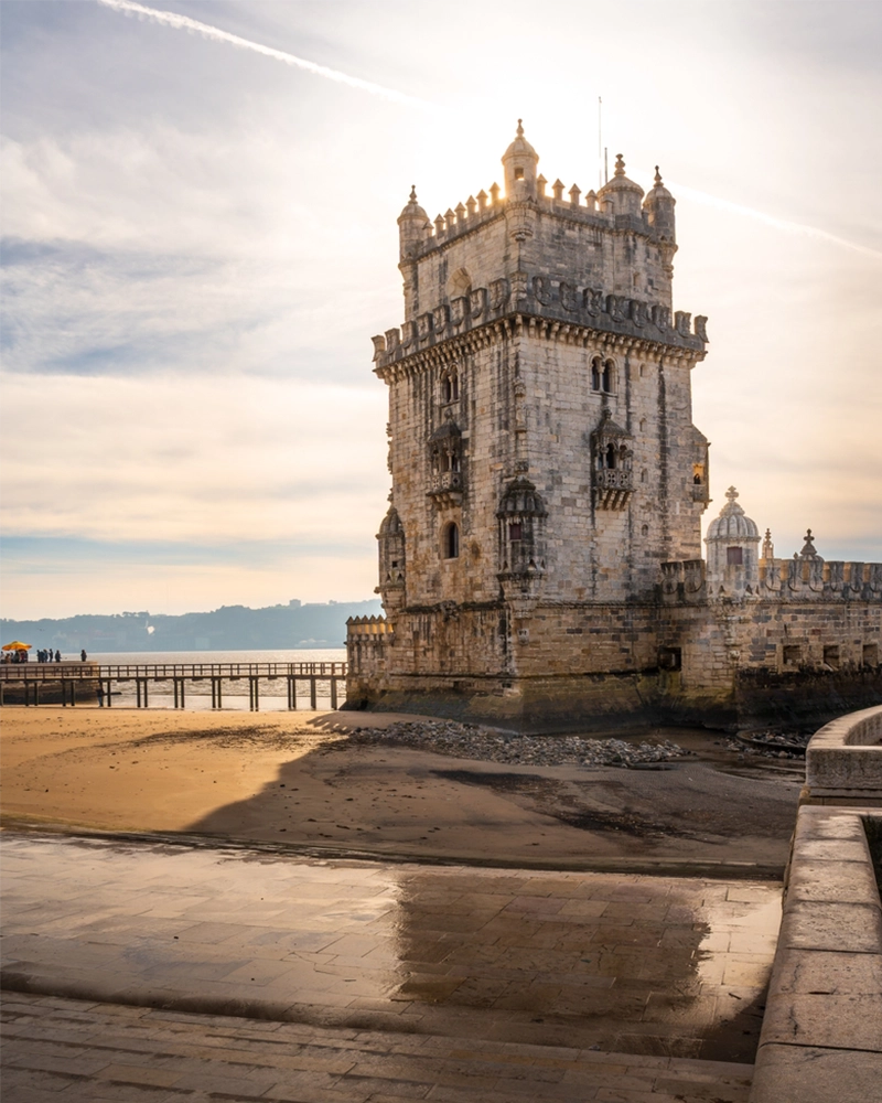 Belem Tower in Lisbon, Portugal. Famous Belem Tower on the Tagus River. Famous travel destination
