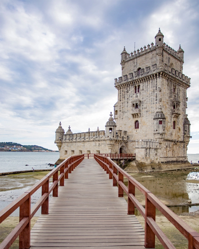 Belem tower in Lisboa Portugal in a summer day with retracted waters